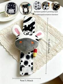 1pc Cute Cartoon Animal Baby Wrist Rattle Toy, Koala Zebra Panda Whale Design, Newborn Baby Animal Wristband Rattle, Black & White Visual Stimulation Baby Grasping Training Rattle Soothing Toy, Suitable As Newborn Baby Gift - Multicolor - View 3