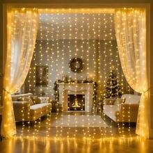 Twinkling Warm White Curtain Fairy Lights, Battery‑Operated Hanging LED Lamp, Equipped With Battery Box(Batteries Not Included), For Window, Wedding & Xmas Decor - White - View 3