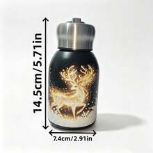 Portable Insulated Stainless Steel Water Cup, Leak-Proof Travel Mug, Reusable Drinking Container, Suitable For Camping, Commuting And Daily Activities - Black Snowflake Deer - View 2