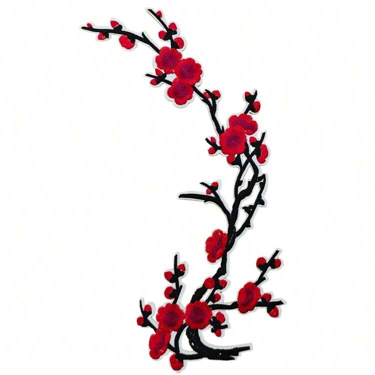 1件優雅東方梅花刺繡貼布，熱感熨燙花卉貼花，適用於旗袍、漢服 - 多色 - 查看 26