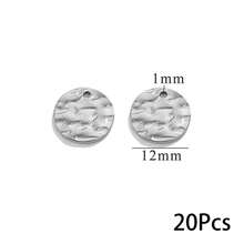 20 Pcs Stainless‑Steel Hammered Textured Round Disc Pendants, Gold‑Plated Single & Double Hole Connector Charms, DIY Jewelry Craft Supplies - Silver - View 8