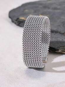 RAYQUEEN Gelang Bangle Wanita Stainless Steel Tahan Air 23mm dengan Bukaan Lebar, Perhiasan Berkualitas Tinggi dengan Tekstur yang Menarik Perhatian. - gelang - View 9