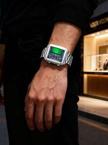 VA VA VOOM Brand New Men's Dual Display Watch, Stainless Steel Band, Luminous Digital + Pointer Quartz Dual Movement, Alarm, Stopwatch, Calendar, Day Of The Week, Luminous Multi-Function Men's Watch - Dual-display Style - View 7