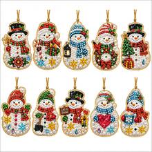 10件/組 5D DIY鑽石畫聖誕裝飾套組－聖誕飾品，雪人圖案，適合節日裝飾與手工製作，聖誕裝飾，聖誕手工藝 - 雪人 - 查看 6