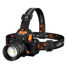 Led Fishing Headlamp, Portable Flashlight With Zoom & Sensor, Rechargeable And Waterproof For Outdoor Camping And Hunting - Black - View 7