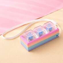 1PC Rainbow Pattern Button Keychain, Cute Bag Hanging Ornament Key Ring Charm, Mini Pendant Decor, Small Holiday Gift For Friends - Multicolor - View 23