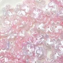 120pcs Multicolor Pearl Luster Five‑Petal Flower Acrylic Center Hole Loose Beads For DIY Bracelets, Phone Charms, Keychains Handmade Craft Supplies - Multicolor - View 20