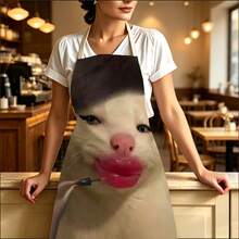 1pc Funny Animal Meme Print Apron - Sleeveless Design, Durable And Comfortable Fit, Featuring Multiple Quirky Cat, Dog, Duck Animal Patterns, Suitable For Cooking, Baking And Home Cleaning, Household Cleaning, Housework Apron, Hand-Painted Handmade Gardening Apron, Fun Holiday Gift - Multicolor - View 2
