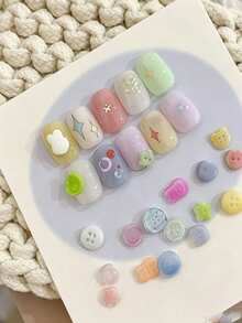 Cartoon Nail Art Mold Button Key Wearable Nail Tool French Edge Nail Salon Silicone Mold - Multicolor - View 4