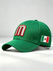1pc Men Mexico M‑Letter 3D Embroidered Baseball Cap Side Mexican Flag Print Adjustable Hat For Hiking Casual Street Party Travel - Multiple Styles - View 11