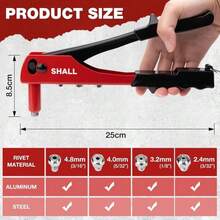 1pc Heavy Duty Manual Rivet Gun Set, Small Portable Home Use Rivet Gun, Rivet Gun Tool For Toilet Door Lock, Aluminum Alloy Rivet Gun, Durable, Suitable For Metal, Plastic And Leather - A - View 4