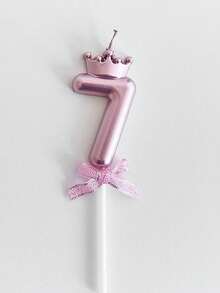 Bright Pink Crown Pattern Birthday Candles, Suitable For Birthdays, Anniversaries And Various Celebrations, Decorated With Glitter And Bow Detail - Multicolor - View 4