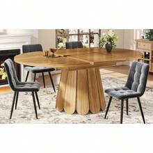 Extendable Dining Table, Dining Room Table, Kitchen Table, Balcony Table, Wooden Dining Table Round Dining Table, Extends To Oval, 118-158, Seats Up To 6 People, Wood - Wood + MDF+Metal - View 6
