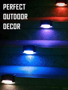 4pcs High-End IP44 Waterproof Solar Step Lights & Fence Lights, Solar Deck Lights, Weather-Resistant Outdoor Lighting, Suitable For Yard, Garden, Villa, Pool, Stairs, Holiday Decor, Warm White/Cool White, Brown/Black Shell Waterproof Lights - Multicolor - View 6