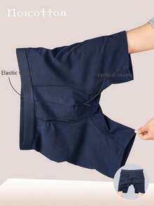 Norcotton 1pc Men's Cotton Long Leg Boxer Briefs, Sports Anti-Chafing Mid-Waist Square Underwear - Blue - View 3
