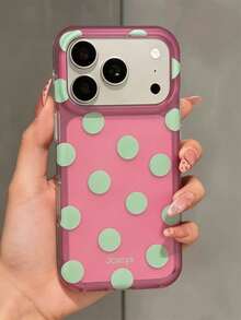 Simple Candy Color Polka Dot Heart Suction Cup Sticker Phone Case Compatible With IPhone 18 Pro Max 18 Pro 17 Pro Max 17 Pro 17 16 Pro Max 16 Pro 16 15 Pro Max 15 Pro 14 Pro Max 14 Pro 13 Minimalist Matte Translucent Shockproof Protective Cover - Hot Pink - View 4