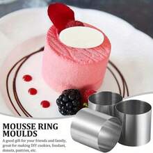 Round Cake Rings Mold, 2*3-Inch Mini Cake & Pastry Ring, Stainless Steel Mousse Dessert Rings Set Cake Cookie Biscuit Cutter Muffin Baking Molds(1/2/4pcs) - Silver - View 4