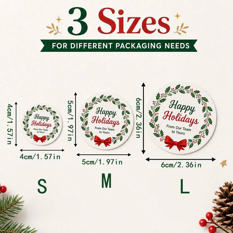LICVIC Custom Christmas Stickers, Personalized Holiday Labels For Gift Wrapping And Envelopes, Festive Santa Style, Customized Gift Seals For Cards And Party Favors, Customizable Logo Stickers, Christmas Decor, Holiday Gifts, Christmas Round Sticker - Style C - View 2