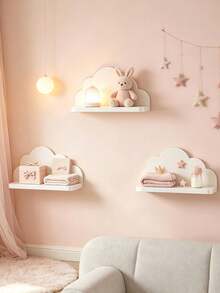1/3pcs Cute Cloud Wall Shelf, Kids Room Decoration Display Rack - Multicolor - View 5