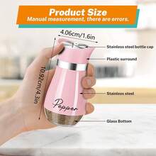 Salt And Pepper Shaker Set, 4oz Glass Base Salt & Pepper Shakers With Stainless Steel Lids, Suitable For Kitchen, Dining Table, RV, Camping, BBQ, Refillable Design - Multicolor - View 3