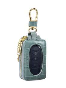 Vintage Business Multifunctional Car Key Protective Bag Unisex, Crocodile Pattern PU Mirror Transparent Window Car Key Protective Bag, Casual Portable Small Car Key Storage Bag Key Ring Holder, Creative Gift/Men's Gift/Women's Birthday Gift/Husband Gift - Multicolor - View 15