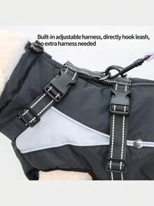 Small Dog Winter Jacket With Built-In Chest Straps, Fleece-Lined For Warmth, Reflective High Neck Design, Suitable For Cold Weather Dog Snow Clothing - Black - View 8