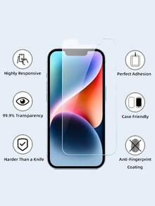 5pcs Tempered Glass Screen Protector Compatible With Apple 14 Plus/13 PM/12 PM/12 Mini/12 Pro/12/11/11 Pro/11 PM/X/XS/XS Max/XR/7/8 Plus/6/6s Plus, High Definition High Transparency, Anti-Shatter, Anti-Scratch, Anti-Fingerprint, Easy Installation, Compatible With Phone Cases - Clear - View 2