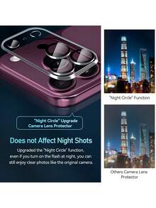 4pcs Full Coverage Camera Lens Protector Film, Suitable For 18 PRO MAX/18PRO/17 PRO MAX/17PRO/17/16 Pro Max/17 Air/15/14/13/12/11, Accessory Rear Lens Glass, Shockproof - Clear - View 6