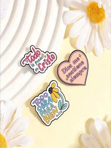 Fashionable Multi-Color Spanish Slogan Enamel Lapel Brooch, Warm Inspirational Metal Brooch Accessory, Suitable For Clothing And Bag Decoration - Multicolor - View 4