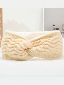 1PC New Fashion Thermal Lined Solid Color Warm Ear-Protective Wide Band Knitted Acrylic Headband Hair Accessory For Autumn/Winter Sports - As Shown - View 13