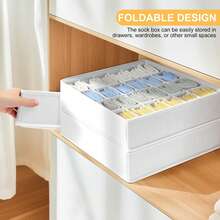 1/2 Pack Socks Drawer Organizer Divider White Underwear Storage Rack, 24 Grid Wardrobe Storage Rack And Storage Organizer Socks Rack, Can Be Used To Store Socks, Handkerchiefs, Ties, Belts, Etc. - White - View 5
