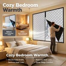 Thermal Windproof Window Curtain, Zipper Design, Punch-Free Installation, Winter Window Insulation Seal Cover - Zipper Black-trimmed Thermal Curtain - View 4
