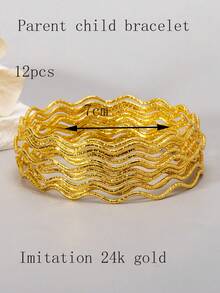 12pcs Luxury High-End Niche Design Best-Seller Versatile Old Star Wave Layered Thin Bracelets - Multicolor - View 10