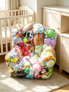Storage Bean Bag, Large Capacity PVC Zipper Storage Bag, Bedroom Plush Doll & Blanket Storage Bag, Suitable For Nursery & Playroom - Transparent - View 5