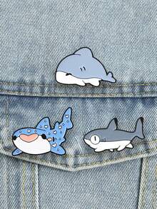 Cute Cartoon Shark Enamel Pin Set Kawaii Ocean Animal Whale Shark Lapel Brooch Lovely Badge For Backpack Jacket Decor Gift - Multicolor - View 4