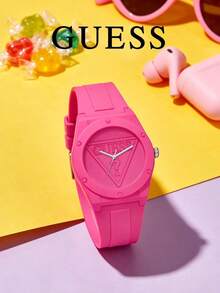 GUESS U0979L5 Women Cute Quartz Watch Soft Pink Silicone Strap Embossed Triangle Logo Dial 3ATM Youth‑Vibe Fashion Gift Wrist Watch For Ladies U0979L5 - one-size - View 8