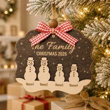 Custom Snowman Family Christmas Ornament, Personalized 2-5 Name Tree Hanging Decor, Festive Rustic Holiday Style, Customized Family Christmas Decoration, Customizable Name Keepsake, Christmas Tree Ornament, Family Holiday Gift 2026, Family Tree Gift - Style a - View 6