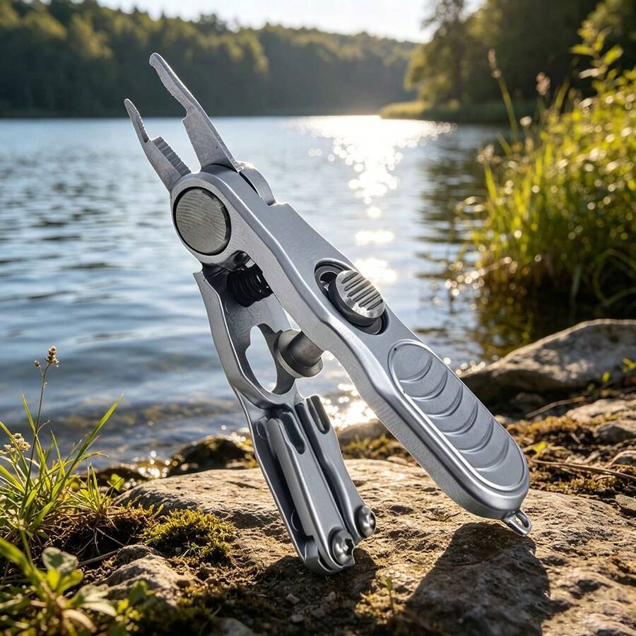1pc Fishing Pliers, Micro Fishing Pliers With Anti-Loss Lanyard, Fly Fishing Multi-Function Fishing Scissors, Anti-Loss Rope, Stainless Steel Micro Mini Portable Open Ring Pliers - Micro-tweezers - View 1