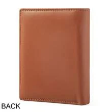 CAIBAOLAI 1pc Vintage Style Genuine Leather Men's Vertical Wallet, Slim Short Design, Can Hold ID Card And Multiple Credit Cards, Durable Classic Design, Portable And Easy To Carry - Khaki - View 10