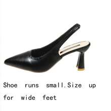 French Style Pointed Toe Slingback Sandals For Women, Elegant Wine Glass Heel Closed Toe Back Strap High Heel Commuter Shoes - Black - View 3