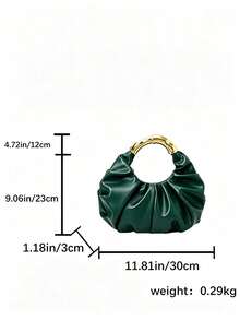 Cloud-Shaped Pleated Underarm Bag, PU Material, Suitable For Daily Use, Shopping, Commuting, Work, And University - Green - View 5