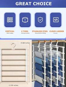 Multi-Layer Pants Rack Space-Saving Foldable Pants Hanger Pants Storage Organizer Suitable For Jeans, Leggings And Casual Pants Room Bathroom Home Decor Storage Organizer Kitchen Essentials Travel Essentials Closet Storage Organizer - Multicolor - View 9