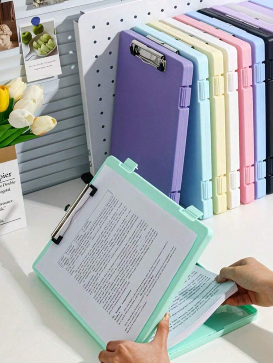 1pc Large Capacity File Storage Box - Designed For A4 Size, Includes Folders. 2-In-1 Learning Material Organizer, Helps You Efficiently Organize Information/Books. Office Desk Management Essential, Back To School Must-Have. - Multiple Styles - View 1