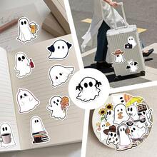 50pcs Halloween Little Ghost Doodle Stickers - Material Scrapbook Waterproof Skateboard Guitar Water Cup Notebook Adhesive Decals - A - View 6