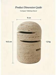 Natural Travertine Dome‑Top Decorative Ornament, Multi‑Layer Hollow‑Out Stone Tabletop Sculpture, 9cm Diameter 14.5cm Height Textured Desktop Accent Decor, Exquisite Display Ornament For Living Room, Bedroom, Shelf And Side Table - Wabi-sabi Style Cave Stone Decorative Ornament - View 11