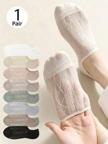 1/5/10Pairs Women's Short Socks, Transparent Invisible Socks, Comfortable & Breathable, Random Colors - Multicolor - View 11