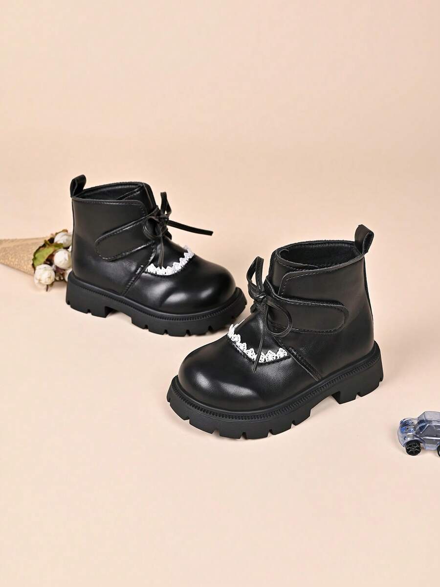 1 Pair Girls' Princess Boots, Autumn/Winter Ankle Boots, Warm Winter Boots For Toddlers And Little Girls - Black - View 1