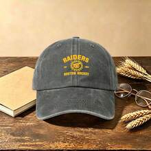 1pc Boston Hockey Graphic Print Washed Baseball Cap Adjustable Vintage Hat For Sports Street Casual Daily Outdoor Travel - Multicolor - View 2