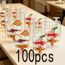 [Little Cup]Mini Tasting Cup/Minimalist High-Foot Dessert Cup/Transparent Body, Stackable And Space-Saving, Suitable For Fruit, Yogurt, Pudding, Ice Cream, Home Afternoon Tea, Banquet Party Plating, Beautiful And Easy To Clean, Easily Capture Exquisite Food Scenes, Decorate Dining Table Atmosphere - Transparent - View 13