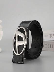 High Quality American Retro Silver Buckle Letter Belt Men Versatile Decorative Jeans Belt - Multicolor - View 2